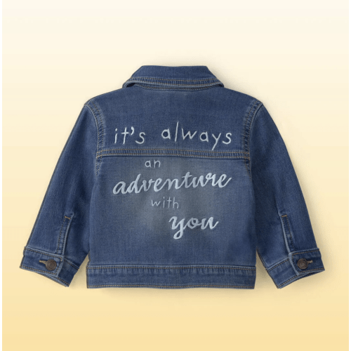 Baby Disney© Winnie the Pooh Embroidered Knit-Like Denim Jacket with Back Art - Dark Wash - OshKosh B'gosh | Carter's