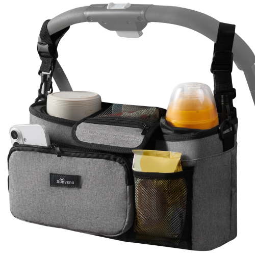 SUNVENO Universal Stroller Cup Holder with Snack Tray and Phone Holder