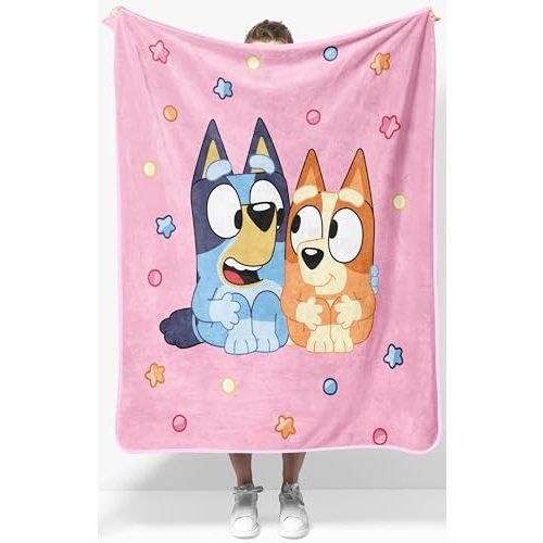 Jay Franco Kids Plush Throw Blanket – Soft & Comfy Throw for Couch or Bed – Cozy Home Décor for Living Room & Bedroom, Pink - Bluey, 40x50 - Travel Blanket