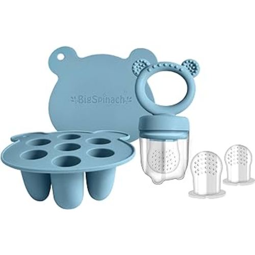 Baby Food Feeder Pacifier with Breast Milk Popsicle Teether-Silicone Forage Feeder for Babies-Breastmilk Storage Container and Freezer Tray-Teething Popsicle Molds for Soothing Relief