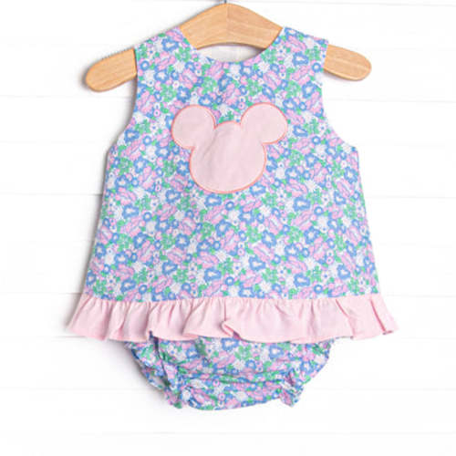 Floral Fairytale Applique Ruffle Diaper Set, Blue – Stitchy Fish