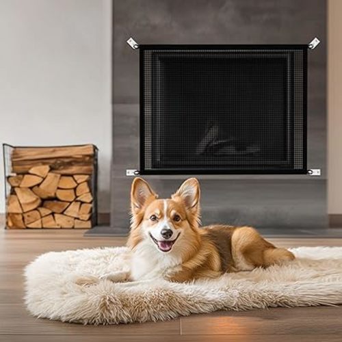 Fireplace Screen Safe Mesh Gate: Child Proof Barrier Guard Living Room Fire Place Cover for Toddler Baby and Pets(30"x38")