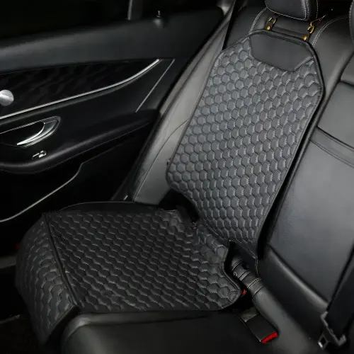 Car Seat Protector Mat  |  Black “Hexy” by Owleys