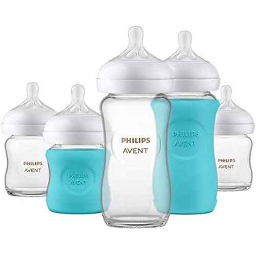 Philips AVENT Glass Natural Bottle with Natural Response Nipple, Baby Gift Set, SCD858/01
