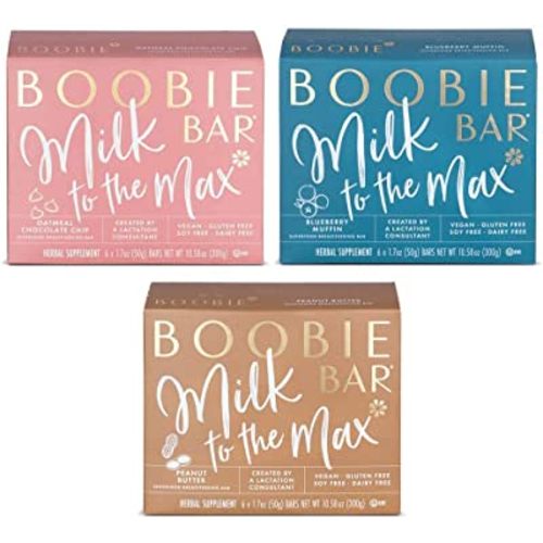 Boobie Bar Superfood Lactation Bars, Lactation Snacks for Breastfeeding to Increase Milk Supply, Fenugreek-Free, Gluten-Free, Dairy-Free, Vegan - Variety Pack (1.7 Ounce Bars, 18 Count)