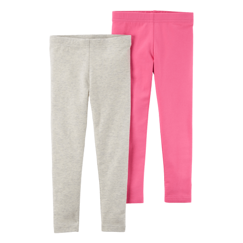 Baby Girl 2-Pack Pink & Grey Cotton Stretch Leggings - Carter's | Carter's