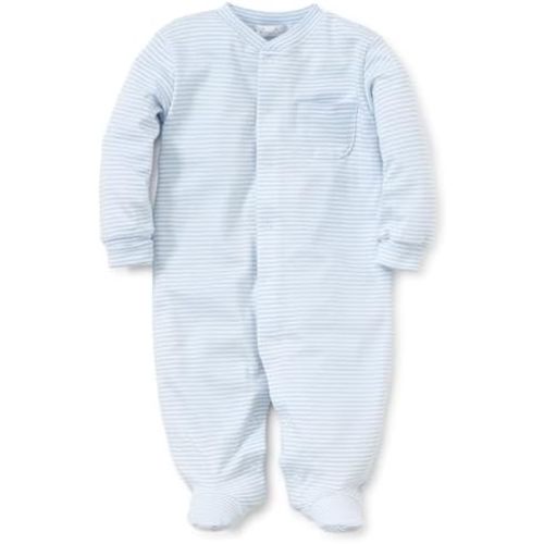 kissy kissy Baby Boys and Girls 100% Pima Cotton Simple Stripes Snap Front Footie Pajamas, Newborn to 24 Months