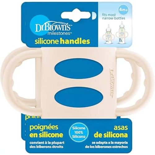 Dr. Brown’s® Milestones™ 100% Silicone Baby Bottle Handles, Narrow, Ecru, 2 Pack, 4m+