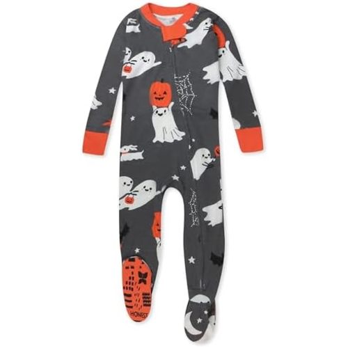 HonestBaby Celebration Non-slip Footed Pajamas One-piece Sleeper Zip-front Pjs 100% Organic Cotton