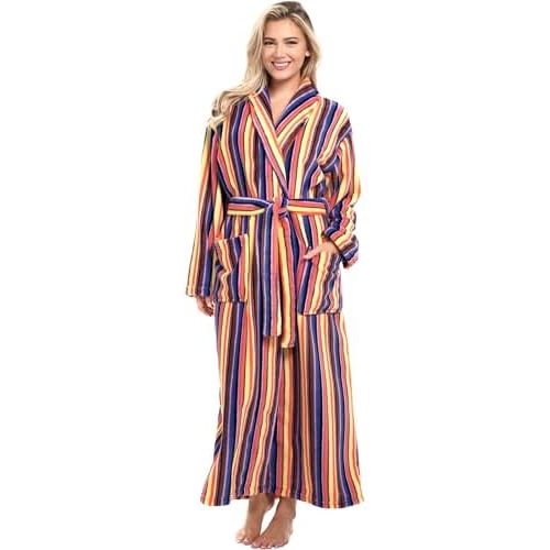 Alexander Del Rossa Plush Robe for Women, Long Fleece Winter Bath Robe, Plus Size