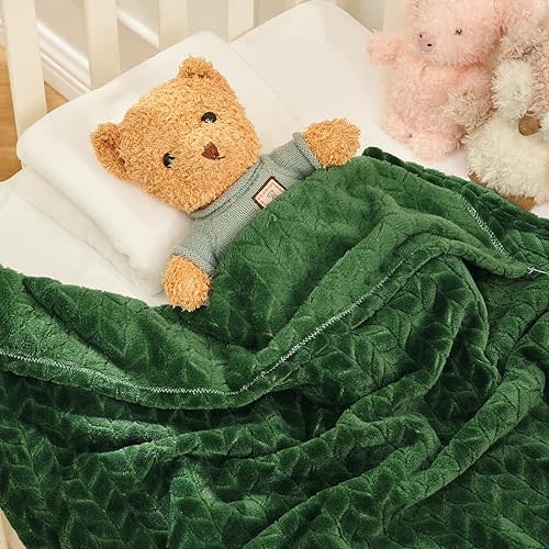 InHand Fleece Baby Blanket, Super Soft Swaddle Blanket, Plush Fuzzy Warm Green Throw Blanket, Newborn Receiving Blanket for Crib, 30x40 inches