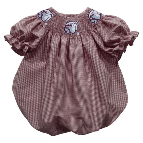 MSU Bulldogs Girls Smocked Bubble in Maroon Gingham by Vive La Fete