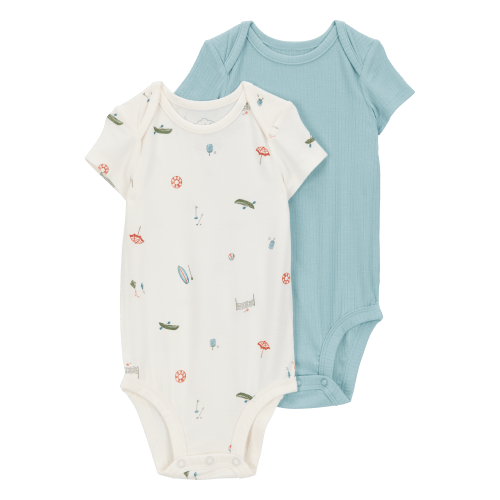 Baby 2-Pack Short-Sleeve PurelySoft Bodysuits - Blue
