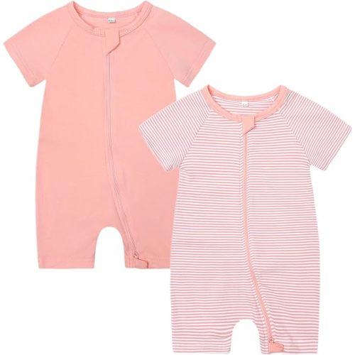 BeiVSlley Infant Baby Boy Girl's 2 Pack Short Sleeve Romper,Unisex Toddler Cotton Jumpsuit Outfits Clothes