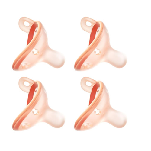 Baby Pacifiers 1-6 Month, Breast-Like Shape Soft Silicone Newborn Pacifiers 3 Months with Large Air Holes, BPA-Free, 4pcs