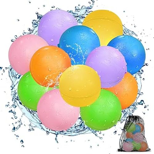 SOPPYCID Reusable Water Balloons Magnetic: Water Balloons for Kids Adult - Summer Outdoor Pool Beach Toys - 12 Pack Soft Water Bombs - Quick Fill Self Sealing Water Balls