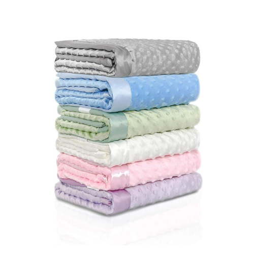 KOYOU BABY - Satin Comfort Soft Plush Mink Baby Blanket with Dotted Backing and Silky Trim (30 X 35)
