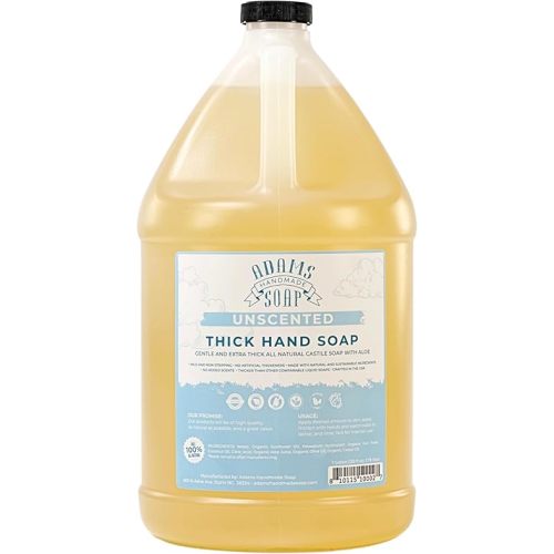 Adams Handmade Soap Thick Organic Castile Liquid Hand Soap 1 Gallon Refill- Unscented