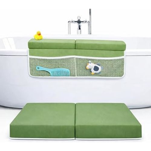 Rylor Premium Baby Bath Kneeler Mat & Elbow Rest Pad Set – Comfortable Bath Kneeler and Elbow Kneeling Rest Pad for Parents, Extra Long 26'', 2.4'' Thick, Non-Slip Support for Easy Bath Time (Green)