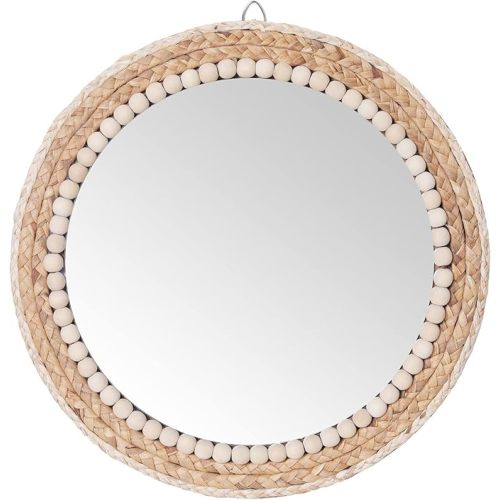 SWTHONY 18 Inch Boho Round Hanging Wall Mirror Decorative Rattan Circle Mirrors for Farmhouse, Living Room, Bedroom