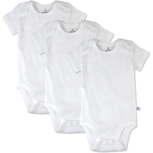 HonestBaby unisex-baby 3-pack Short Sleeve Bodysuits One-piece 100% Organic Cotton for Infant Baby Boys, Girls, Unisex