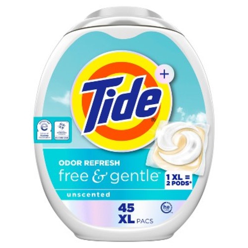 Tide Odor Refresh Free & Gentle HE Deep Cleaning Concentrated Laundry Detergent Pods 45 Pacs - 66oz