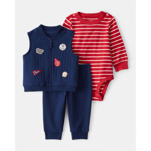 Baby Boy 3-Piece Game Day Little Vest Set - Navy/Red | Carter's