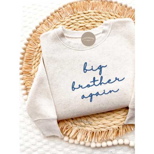 Custom Big Brother Again Embroidered Toddler Sweatshirt, Big Bro Again Sweatshirt Family Pregnancy Announcement, Big Brother Again Sweater