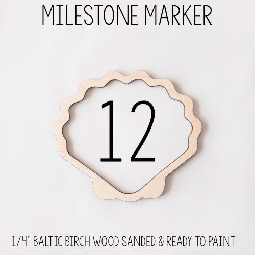 Seashell Milestone Marker, Baby Milestone Blanket Marker, Baltic Birch Wood Milestone Marker, Blanket Monthly Marker, Photo Prop, Seashell