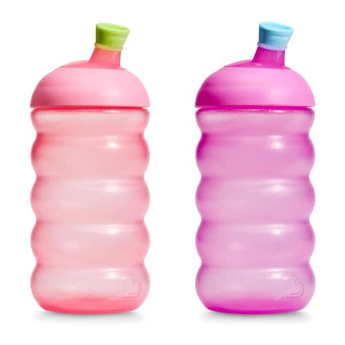 Munchkin Click Lock Bite Proof Sippy Cup, 10oz, 2 Pack, Pink/Purple | 9+ Months | Spill proof toddler cups with lid that locks with an audiable click
