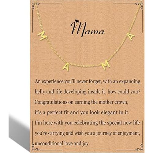 RWQIAN Mama Necklace for Women - Pendant Necklace Gifts for New Mom, Expecting Mom, First Mother's Day