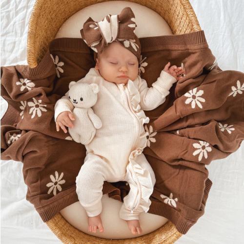 Knit Blanket | Floral Chocolate – Little and Fern