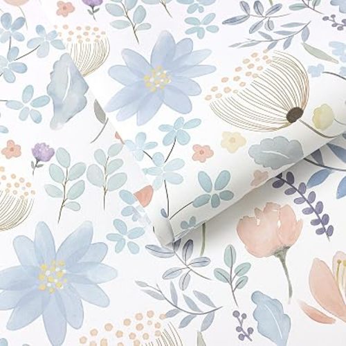 Yasinet Floral Peel and Stick Wallpaper Blue/Pink Colorful Wallpaper