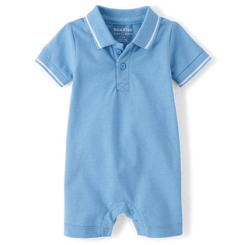 Baby Boys Tipping Polo Romper - Blue