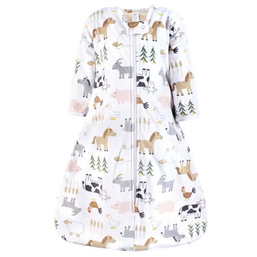 Hudson Baby Boys Long Sleeve Plush Faux Fur Sleeping Bag, Wearable Blanket, Cute Farm, 12-18 Months