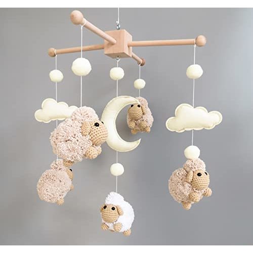 Sheep Mobile for Crib Baby Mobile Sheep Crib Mobile Nursery DéCor White