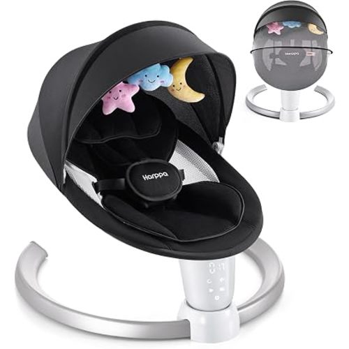 HARPPA Weddell Baby Swings for Infants with Canopy and Mosquito Net, Black