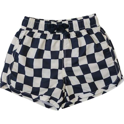 Wavy Checkered Swim Shorts – Mebie Baby