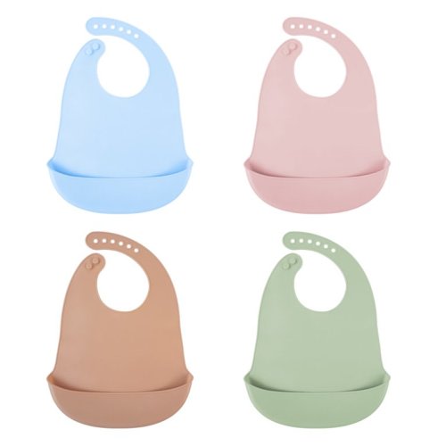 4Pcs Cute Silicone Baby Bibs for Babies & Toddlers Waterproof, Soft,BPA Free (10-72 Months,Unisex)