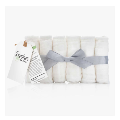 Muslin Cotton Baby Washcloths | 6 Pack - White | Parker Baby Co.