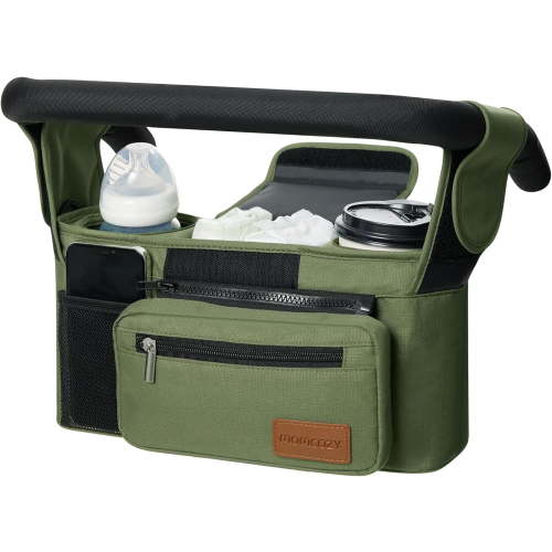 Momcozy Universal Stroller Organizer with Insulated Cup Holder for Newborn & Toddler, Dark Green