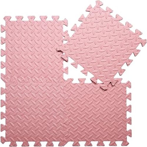 Coolcandy Solid Colored Foam Play Mat, 12"*12" Each Mat丨Non-Toxic Soft Baby Play Mat, 0.4" Thickened Square Interlocking Floor Mats - Toddler Playmat for Playing, Exercise(Loli Pink/16 Tiles)