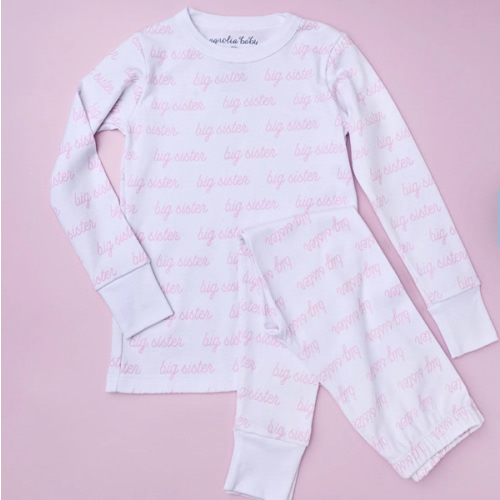 Magnolia Baby Girl Big Sister Print Long Pajamas