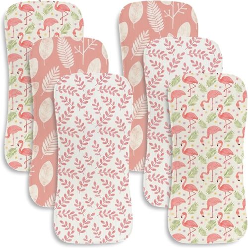 6 Pack Baby Burp Cloths for Boys Girls Boho Flamingo Burping Cloths for Babies Muslin Burp Cloth Floral Leaf Baby Burping Cloth for Newborns Machine Washable and Reusable Set