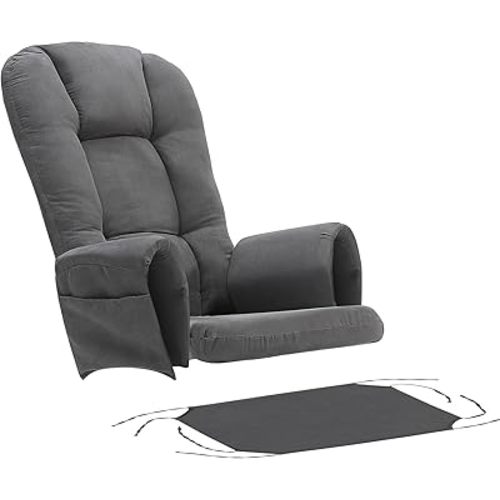 BECHAEO 5PCS Suede Glider Replacement Cushions with Ottoman Cover, Darkgray