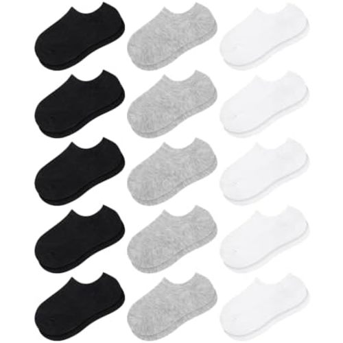 Cooraby 15 Pairs No Show Socks Kids Socks Anti-slip Low Cut Socks for Girls Boys Ankle Athletic Socks