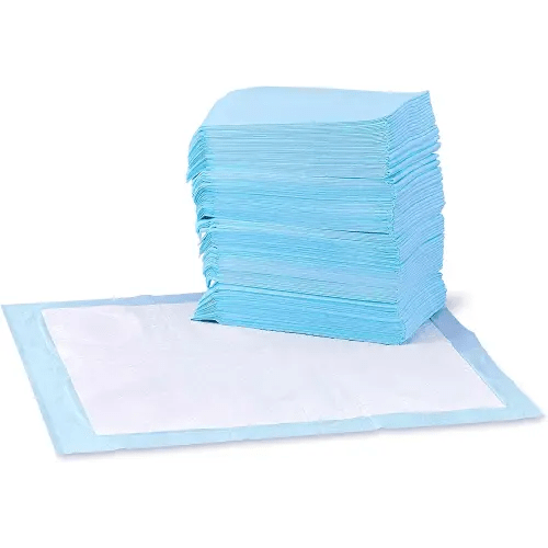 Amazon Basics Dog and Puppy Pee Pads, 5-Layer Leak-Proof Super Absorbent, Quick-Dry Surface, Potty Training, Regular (22x22"), 150 Count, Blue & White