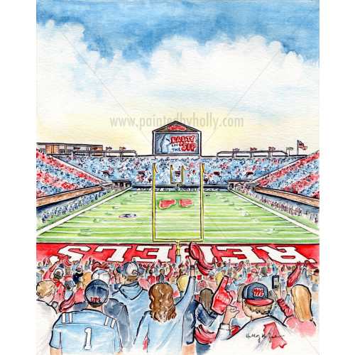 Ole Miss Rebels Football Art Print, Vaught-Hemingway Stadium Painting / Party in the SIP