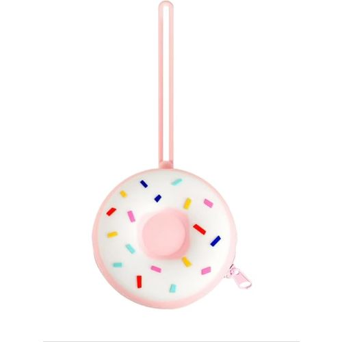 Baby Pacifier Holder Case – BPA-Free Silicone Donut Design | Travel Pacifier Case for Diaper Bag Essentials (PINK)