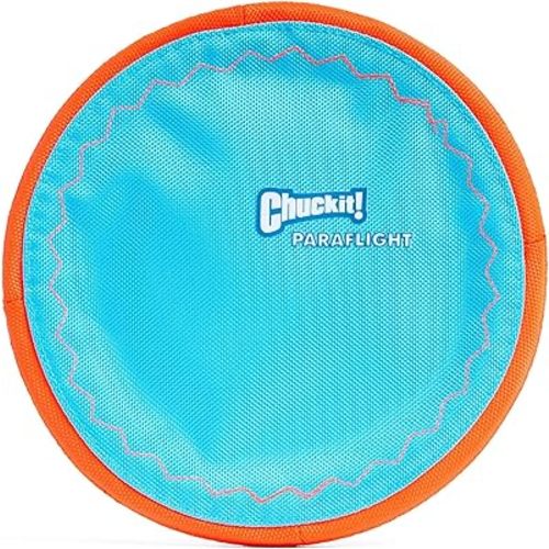 Chuckit! Paraflight Flying Disc Dog Toy - Water Floating Flyer - Durable Nylon Construction with Soft Rubber Edges - For Medium and Large Dogs - Size Large - 9.75" L x 9.75" W - Pack of 1